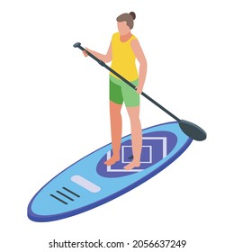 Stand up paddle icon. Isometric of stand up paddle vector icon for web design isolated on white background