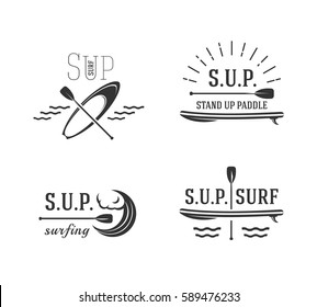 Stand up paddle. Set icons of sup surfing