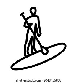 Stand up paddle surfing flat line icon. Paddleboarding, SUP fitness. Outline sign for mobile concept and web design, store