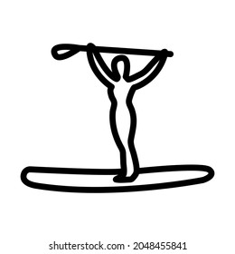 Stand up paddle surfing flat line icon. Paddleboarding, SUP fitness. Outline sign for mobile concept and web design, store