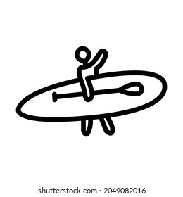 Stand up paddle surfing flat line icon. Paddleboarding, SUP fitness. Outline sign for mobile concept and web design, store.