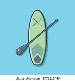 Stand up paddleboard vector icon illustration. Sports equipment for water sport, water paddling, and surfing. Vector flat style cartoon illustration.