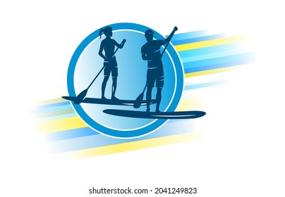 Stand up paddling graphic in vector quality.