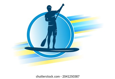 Stand up paddling graphic in vector quality.