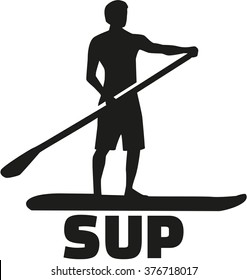 Stand Up Paddling Silhouette With SUP