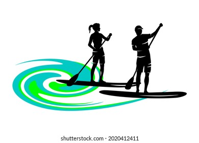 Stand up paddling sport graphic in vector quality.