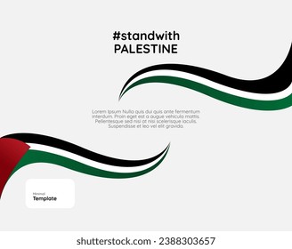 Stand with Palestine banner, with empty space for sentence. Template with Palestine flag for support of the ongoing war with Israel.