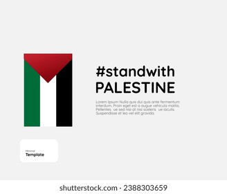 Stand with Palestine banner, with empty space for sentence. Template with Palestine flag for support of the ongoing war with Israel.