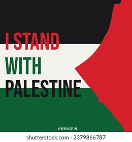 I stand with Palestine with Palestinian flag map