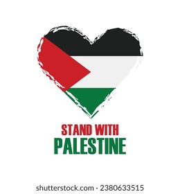 apoyar a palestina apoyar la solidaridad con la bandera en forma de corazón de la ilustración vectorial de icono palestino