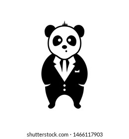 stand up panda vector with tuxedo. Panda animal Logotype concept icon