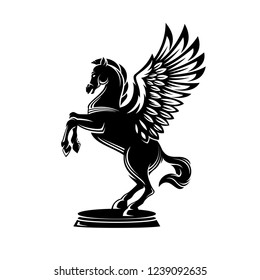 stand pegasus. Horse with wings on hind legs.