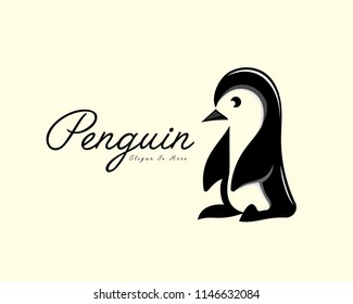 stand penguin art logo vector