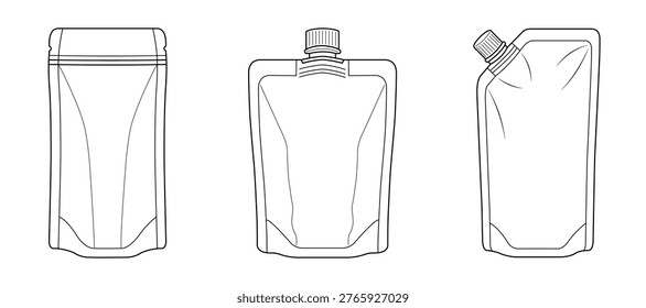 Stand up pouch outline set.