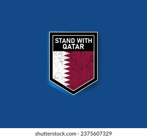 "Stand with Qatar" - Show your support with this powerful flag and shield design.