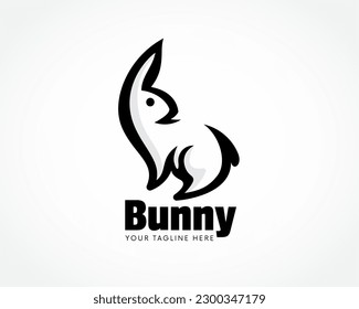 stand rabbit bunny art looking back logo design template illustration inspiration