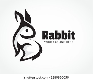 stand rabbit bunny looking back art logo design template illustration inspiration