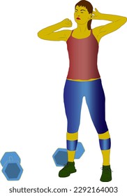 Stand ready to extend the shoulders to train with dumbbells