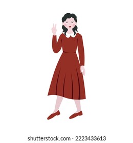 Stand Up Red Girl Vector
