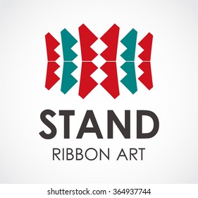 Stand ribbon art abstract vector and logo design or template decoration line business icon of company identity symbol concept