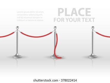 Stand rope barriers open. vector illustration