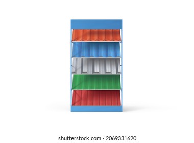 Stand with samples of metal for the roof on a white background. Vector illustration