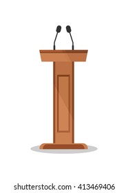Stand for speaker presentations. Visitor Messages. Construction of communications. Cartoon flat vector illustration. Objects isolated on a background. 