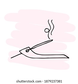 Stand with steaming incense stick. Aromatherapy, spa or meditation concept