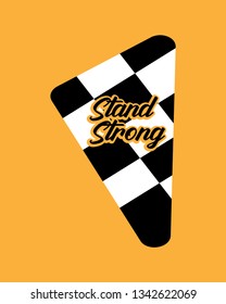 Stand Strong quote handwritten on orange background