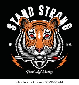 Stand strong tiger paint illustrator