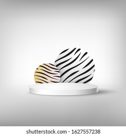 stand in the studio with a zebra pattern, vector elements