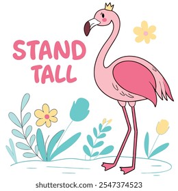 Stand Tall Pink Bird Vektor Design