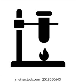 Soporte con tubo de ensayo que denota el icono del experimento de laboratorio