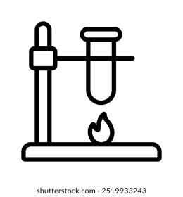 Soporte con tubo de ensayo que denota el icono del experimento de laboratorio