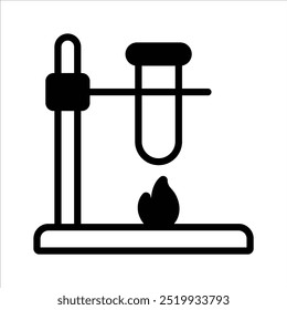 Soporte con tubo de ensayo que denota el icono del experimento de laboratorio