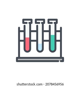 Stand with test tubes color line icon. Laboratory equipment and glassware vector outline colorful sign.