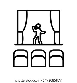 Stand up and theater show icon linear logo mark in black and white