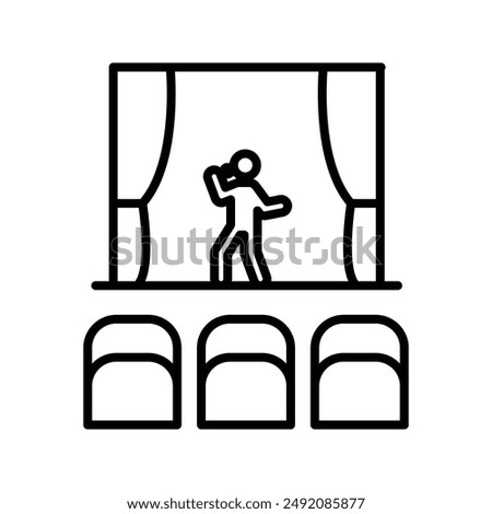 Stand up and theater show icon linear logo mark in black and white