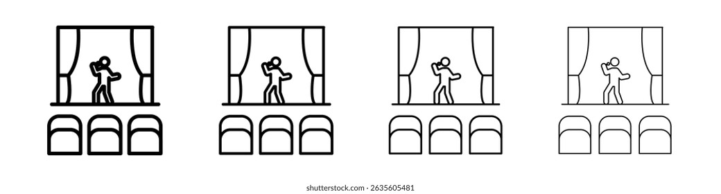 Stand up and theater show icon Outline sign symbol set