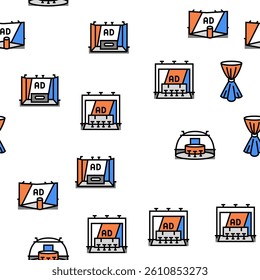stand trade show event booth Vector Seamless Pattern Thin Line Illustration