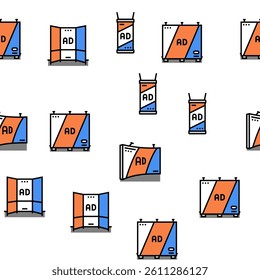 stand trade show event booth Vector Seamless Pattern Thin Line Illustration