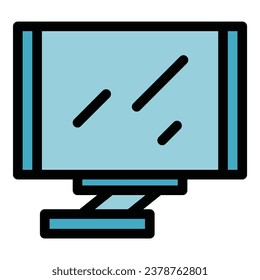 Vector de contorno de iconos de la televisión de base. Soporte de montaje. Pantalla plana de color