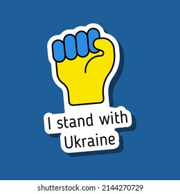 i stand with Ukraine blue and yellow color sticker with shadow. pray for Ukraine. peace for Ukraine. stop war in Ukraine