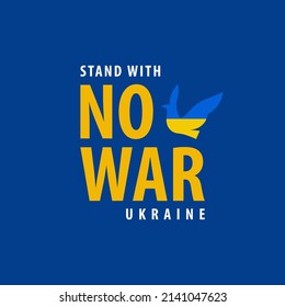 Stand With Ukraine With Dove Flag Bird