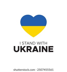 Estoy con el Vector Guardar de la bandera de Ucrania, el corazón de Ucrania con la ilustración de Ucrania para el Anuncio, camiseta, cartel, pegatina, insignias, diseño de redes sociales