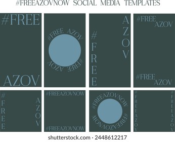 Stand with Ukraine, Free Azov social media story and post, banner set, world peace advertisement concept, stop war, country support marketing square ad, abstract print