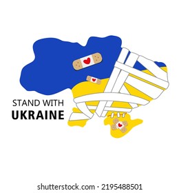 Apoyen el lema de Ucrania. Concepto salvar a Ucrania de Rusia y por favor detener la guerra. Texto ucraniano en el mapa de colores. Recen por la paz en Ucrania. El mundo entero rezando por Ucrania. Ilustración vectorial.