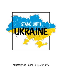 "Stand with Ukraine" slogan on map background