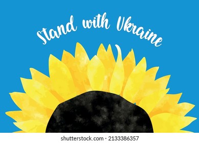 Stand with Ukraine sunflower watercolor abstract flag symbol 