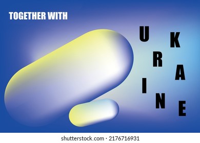 Stand with Ukraine. Vector illustration with blue and yellow color. Gradient background design with letters for online using